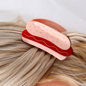 Pinces à cheveux personnalisées style INS, motif hamburger et crème glacée, pinces à cheveux originales en acétate pour filles - Product Image 3