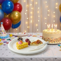 Assiettes jetables en bagasse de canne à sucre pour mariage et anniversaire, avec support, 7/8.6/9/10 pouces