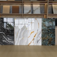 Panneau mural de décoration intérieure en placage de charbon de bambou, plaques de cristal de carbone, marbre PC pour locaux commerciaux