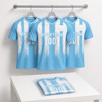 Maillot de sport personnalisé à col en V et manches courtes, à rayures vieillies, pour équipes et clubs de football