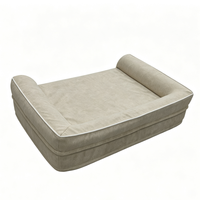 Canapé-lit pour chien imperméable en daim antidérapant, forme semi-circulaire, housse amovible et lavable pour animaux âgés