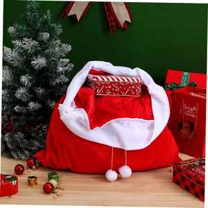 Décorations de Noël Sac à dos de Noël pour personnes âgées Sac cadeau en tissu épais de grande taille avec cordon de serrage pour bonbons - Product Image 2
