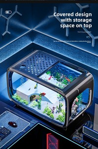 Acquario Personalizzabile con Vista Panoramica, Piccolo Habitat per Pesci, Tartarughe e Animali Acquatici, Decorazione e Esposizione per la Casa - Product Image 5