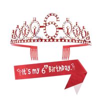 Couronne d'anniversaire scintillante pour femme avec accessoires de cheveux colorés en diamant numérique et sangle d'épaule