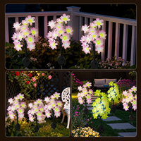 Lampe solaire LED pour jardin, lampe camélia lumineuse, étanche, pour décoration de cour extérieure, un excellent cadeau pour les femmes