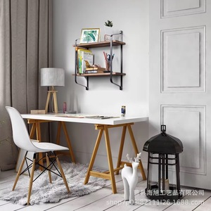 Iron <b>Wall</b> <b>Mounted</b> Storage Rack Solid Wood Frame Multipurpose Durable Rectangle <b>Shelf</b> For Kitchen Living Room - Product Image 2