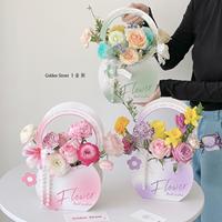 Panier à fleurs portable simple, boîte en papier florale, boîte cadeau pour bouquet floral, sac simple pour arrangement floral pour fleuriste