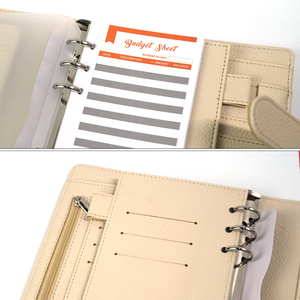 Carpeta de cuero con textura Litchi para ahorrar dinero, cartera A6 de hojas sueltas personalizadas al por mayor, planificador con sobres en efectivo - Product Image 4