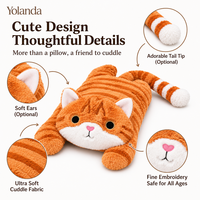 Nouvelle coussinette de soutien pour les genoux en peluche douce et longue, motif chat mignon, lestée, pour enfants