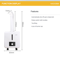 Humidificateur industriel électrique à ultrasons 16L, production de brume 3kg/h, machine à brume OEM ABS, silencieux 36dB, portable