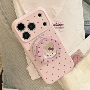 Custodia per iPhone 17 Pro Max, custodia magnetica glitterata con supporto per iPhone 16, custodia a specchio con polvere per iPhone 13, <span class=keywords><strong>cover</strong></span> con design simpatico cartone animato a forma di coniglio per iPhone 15, custodia per iPhone <span class=keywords><strong>14</strong></span> - Product Image 3