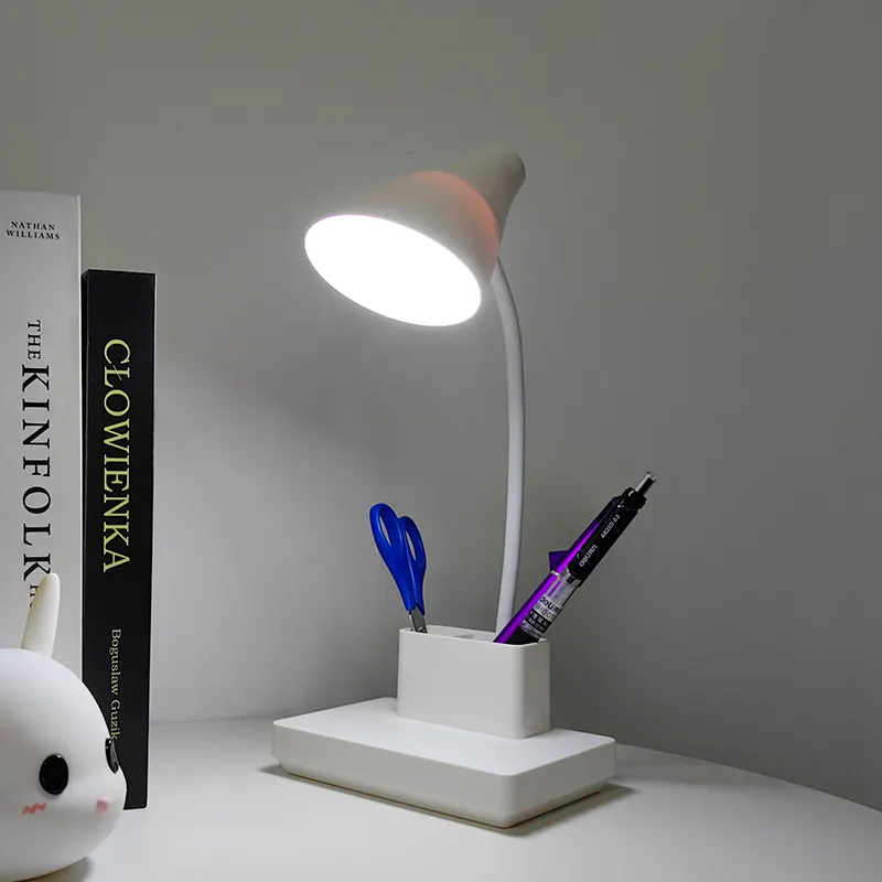 Led Desk Lamp Usb Charging Pen Holder Phone Holder Small Study Lamp For Home Office Dorm Flexible Reading Bedside Table Light