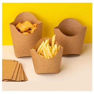 Boîte d'emballage en papier jetable personnalisée pour frites, poulet frit et ailes de poulet, avec logo imprimé, pour la restauration rapide à emporter - Product Image 3
