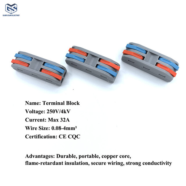 ABS Waterproof 32A 400V Quick Connectors Push-in Terminal Connectors for Wire Connections