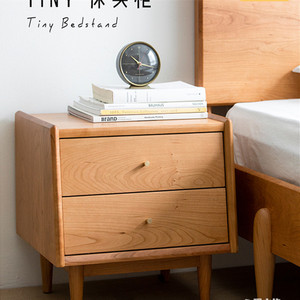 Table de chevet en bois de cerisier, meuble de rangement en bois massif pour chambre à coucher, style nordique, idéal pour petit appartement - Product Image 5