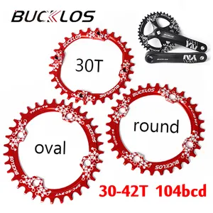 BUCKLOS 104 BCD narrow wide chainrings mountain bike chainrings 32/34/36/38/40/42T round oval bicycle crankset
