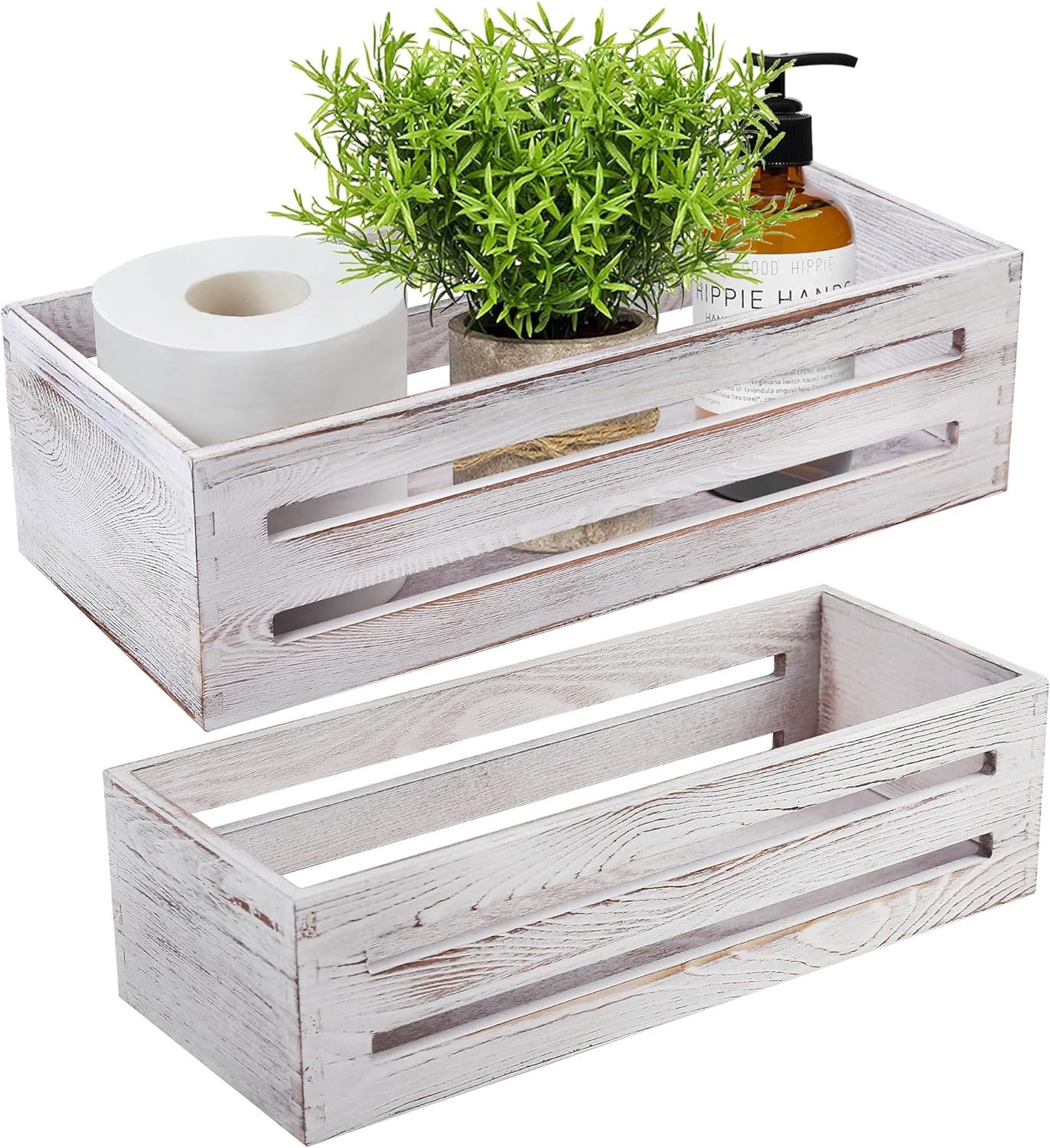 LotFancy Badezimmer-Dekorbox – DIY Toilettenpapierhalter Aus Holz, Weiß, 2 Stück