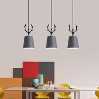 Lampe suspendue LED en fer de style nordique minimaliste moderne pour chambre et bureau, avec hauteur réglable, intensité variable, Ra80, taille moyenne, garantie de 2 ans