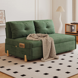 Canapé-lit télescopique moderne en velours côtelé, pliable et multifonctionnel, pour petit appartement, salon, chambre à coucher, usage double - Product Image 1