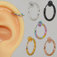 Faux anneaux d'oreille, de nez et de lèvres, clips sans perçage, bijoux de corps tendance pour femmes et hommes