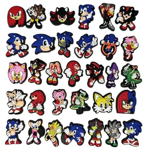 2023 nuovo arrivo Sonic Charms personaggio simpatico cartone animato disegni Croc Charms scarpe in PVC decorazione di fascino per Croc regalo fai da te