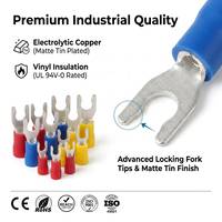 Terminali a Forcella con Blocco di Sicurezza Serie LSV 22-10 AWG, Connettori a Crimpare Isolati in Rame Stagnato Opaco, Misure M3.5 M4 M5 M6