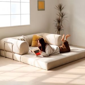 Canapé-lit <span class=keywords><strong>pliable</strong></span> en tissu avec structure en métal minimaliste italien pour petit appartement, salon, chambre à coucher, canapé double 3 places - Product Image 6