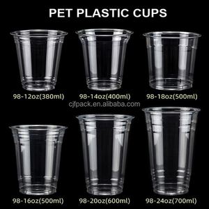 CJF Manufacturer Custom Logo Silk Screen Printed Clear PET <b>Plastic</b> Coffee <b>Cups</b> & Bowls 16oz/24oz for Coffee Juice Tea - Product Image 2