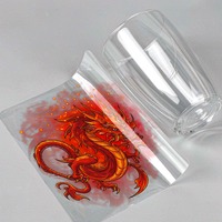 Stiker Transfer UV DTF Motif Naga Api, Decal Api Mitos Tahan Air untuk Gelas Tumbler 16oz, Souvenir Pesta Ulang Tahun Anak