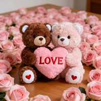 Ensemble de cadeaux de peluches en coton rembourré en coton PP pour la Saint-Valentin, ours en peluche couple avec cœur d'amour