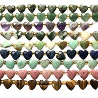 Perles en forme de cœur facettées de 8 mm, trou droit, œil de tigre naturel, amazonite, jade, cristal, perles en vrac pour la fabrication d'accessoires de bijoux