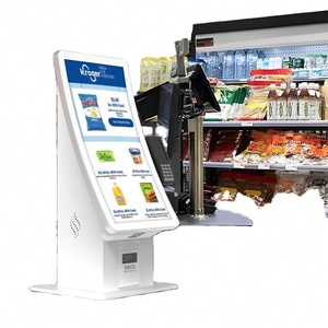 Custom Function Design Reduce Queuing 23.6'' Interactive Curved Screen Pos Holder Supermarket Self Checkout Kiosk - Product Image 1