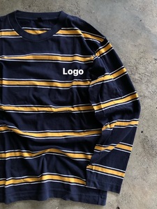 Camiseta de Manga Larga a Rayas para Hombre, Cuello Redondo, Corte Regular, 100% Algodón Tejido, Informal, Transpirable, Diseño con Logotipo Frontal - Product Image 2