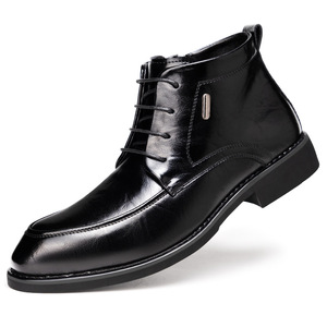 รองเท้าบูทหุ้มข้อบุขนแกะสำหรับผู้ชาย สีดำ สำหรับฤดูหนาว อุ่นสบาย รองเท้าทางการแบบหุ้มข้อ ปลายแหลม ส้นเตี้ย ไซส์ผู้ใหญ่ 38-46 - Product Image 5