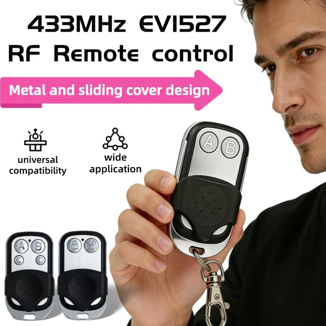 Universal Wireless Remote Controller 433mhz EV1527 Learning Code 2 Buttons Smart Home Gate Opener & Garage Door Key Transmitter