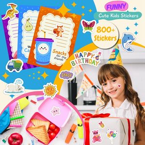 KARSLORA 36 hojas de pegatinas para niños, más de 800 piezas, dibujos animados, animales, frutas, dinosaurios, gatos, peces, vinilo autoadhesivo decorativo - Product Image 6