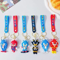 Porte-clés tendance et créatif, personnage d'anime Sonic, en PVC souple, figurine 3D mignonne de dessin animé, design moderne, pendentif pour sac et voiture