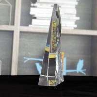 Trophées en verre K9 personnalisés en gros, sublimation, étoile en métal, cristal sculpté, triangle, gravure de logo, bloc laser, bouclier