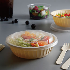 Bol jetable certifié à emporter avec couvercle, biodégradable, écologique, compatible micro-ondes, classique, pour fêtes, bento, restaurant, contenant alimentaire - Product Image 1