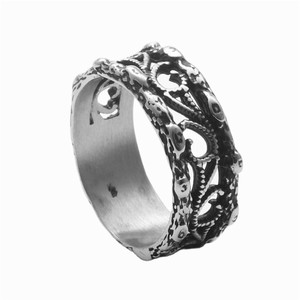 European American Style <b>Titanium</b> Steel Hollow <b>Ring</b> Plant Pattern Retro Silver Unisex Fashion Jewelry Gift - Product Image 5