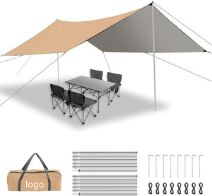 Abri de pluie pour hamac, bâche de camping 12x10FT avec poteaux, bâche de tente de survie imperméable et ultralégère - Product Image 1