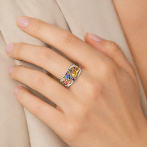 Multicolor Geometric <b>Ring</b> for Women <b>Wave</b> Line Design Daily Wear Finger Accessory - Product Image 2