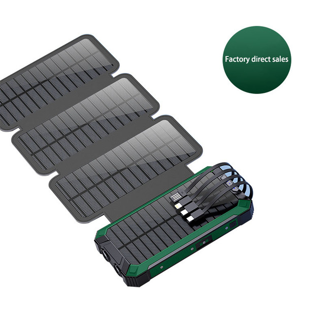 Newest High Capacity Wireless Solar Power Bank 50000mah Waterproof Outdoor Camping Battery 4 Foldable Solar Panels 3 USB Ports