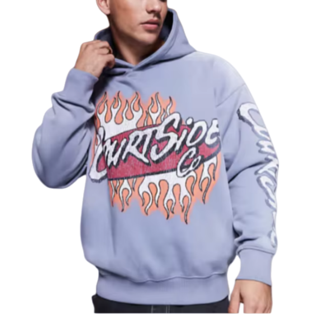 Customize Letters Graphic Printing Hoodie Heavyweight Cotton French Terry Fabric Sunfaded Oversized Boxy Cropped Hoodies for Men