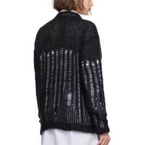 Fashion Design Oem & odm Custom sganciato <span class=keywords><strong>spalle</strong></span> nere Oversize Laddering Open a costine in <span class=keywords><strong>maglia</strong></span> di Mohair <span class=keywords><strong>maglia</strong></span> <span class=keywords><strong>maglia</strong></span> <span class=keywords><strong>maglia</strong></span> seta Top cavo - Product Image 2