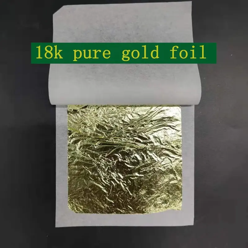 Hoja de oro HOJA DE 4.33X4.33CM 8X8CM 9.33X9.33CM decoración pintura y cosmética 24K oro puro de 98 puro de hoja de oro
