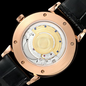 High-end OEM Ultra Thin Sapphire Crystal Manual Winding Minimalist Silver <b>Case</b> Black Dial Black Leather Strap Mens Dress <b>Watch</b> - Product Image 3