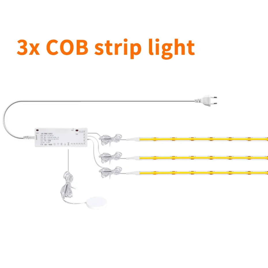 5M 3000K COB *3PCS+Switch+Power supply