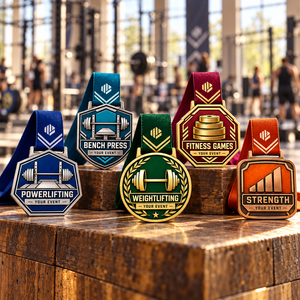 Sports Competition Medals Custom Weightlifting Powerlifting <b>Bench</b> Press and Fitness Awards with Ribbon OEM ODM medal manufacture - Product Image 2
