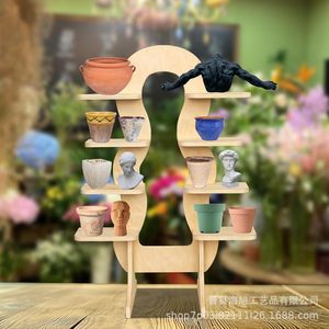 Étagère en bois massif, support de rangement multi-niveaux pour salon, balcon, support à fleurs, design sur pied, durable - Product Image 1